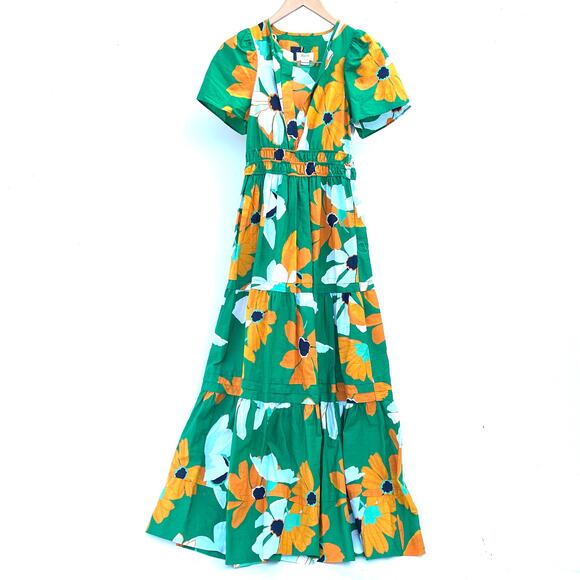 Anthropologie The Somerset Maxi Dress Cotton Pockets Long Green Floral XXS - Picture 3 of 10